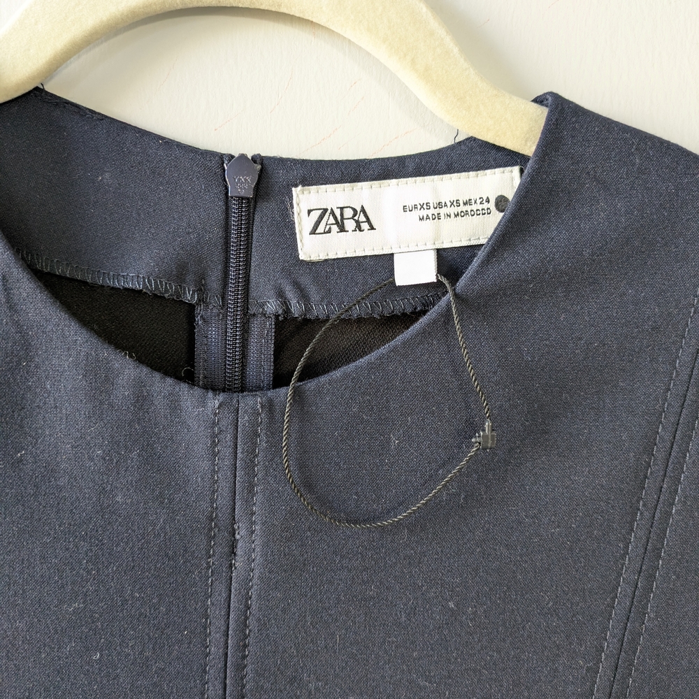 NWOT Zara Elegant Blue Short Sleeve Dress - Picture 4 of 8